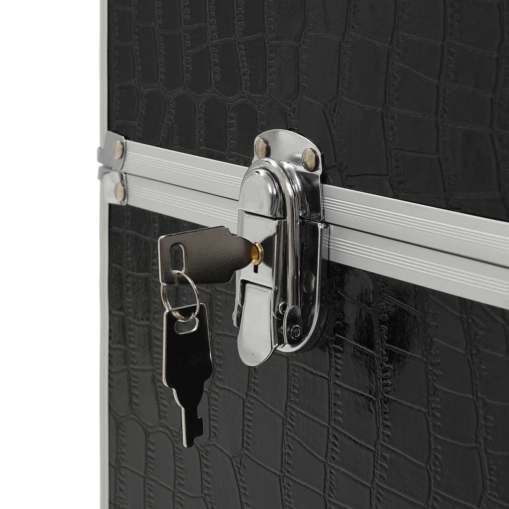 Make-up Trolley Aluminium Black with Crocodile Pattern